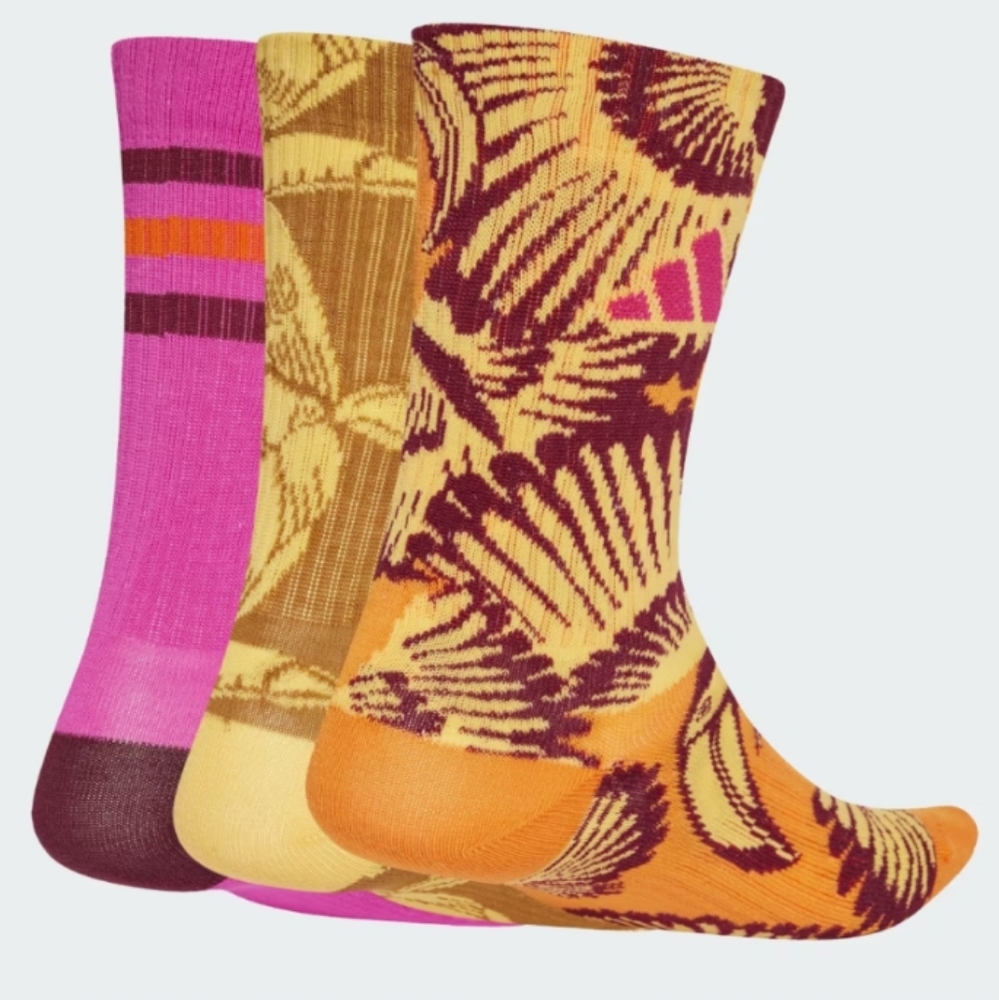 NWT FARM Rio Adidas Collab 3 Pack Colorful Socks Women's Size Large 10-12